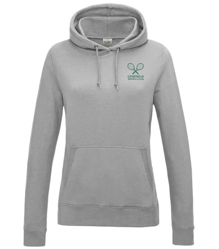 JH01F-HOODIE.png GOSFIELD LAWN TENNIS - JH01F WOMEN'S HOODIE – HEATHER GREY - *NON REFUNDABLE - Image 1