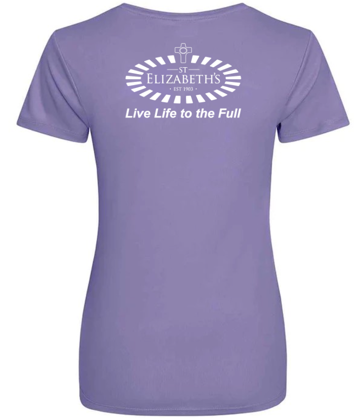 Ladies-Cool-T-Back.png St. Elizabeth’s – LIVE LIFE TEAM – JC005 Women's Cool T-Shirt - Purple***Non Returnable - Image 1