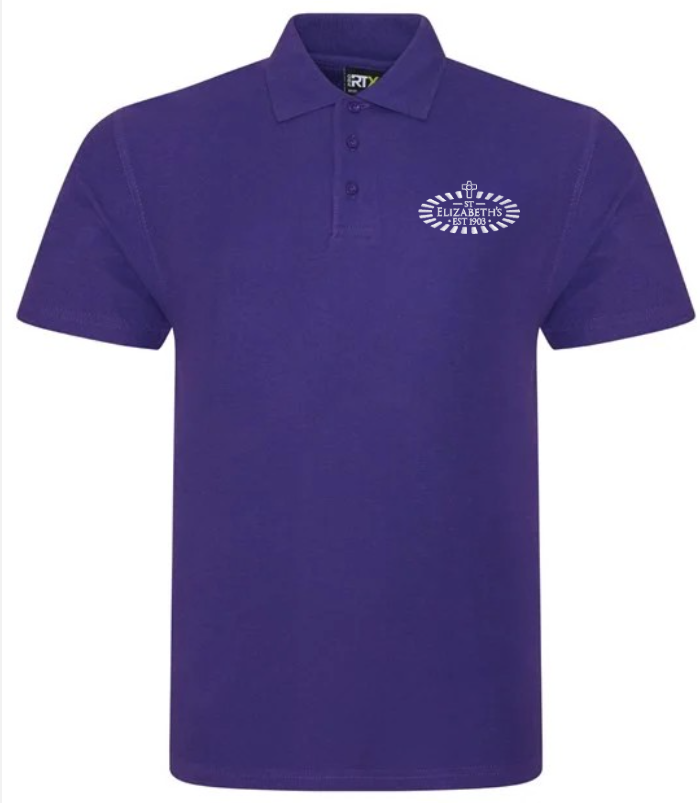 Mens-Polo.png St. Elizabeth’s – RX101 Polo Shirt – Purple***Non Returnable - Image 1