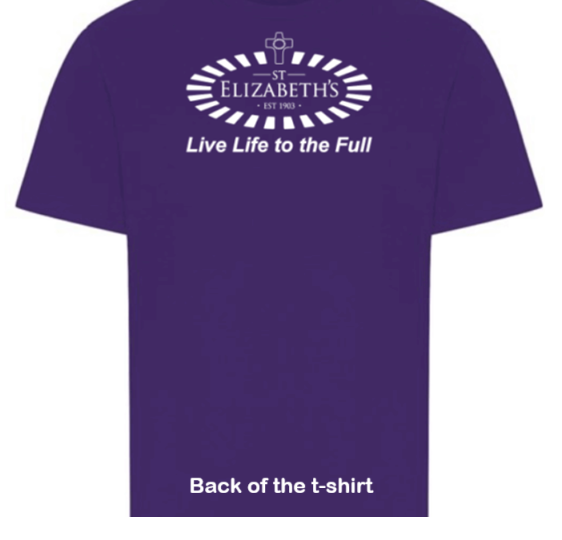 back.png St. Elizabeth’s – LIVE LIFE TEAM – RX151 T-Shirt - Purple***Non Returnable - Image 1