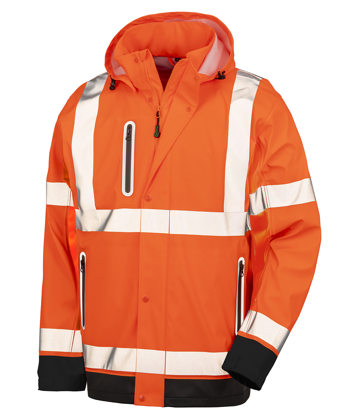 R507X_FluorescentOrange_Black_FT Heavy-duty prism PU safe and dry jacket with recycled backing - Image 1