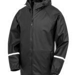 Prism PU waterproof jacket with reflective bands and recycled backing