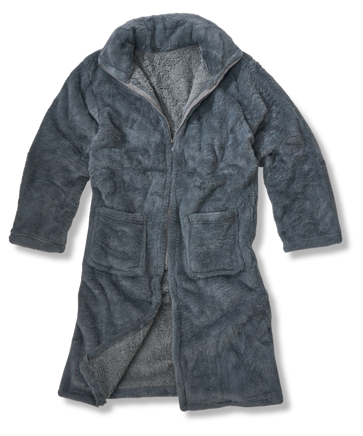 RI017_Grey_FT Luxury eskimo faux fur zipped gown - Image 1