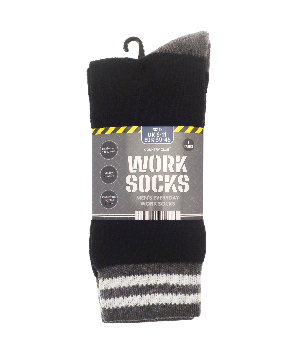 RI024_Black_Grey_FT Men’s 3-pack work socks (recycled cotton) - Image 1