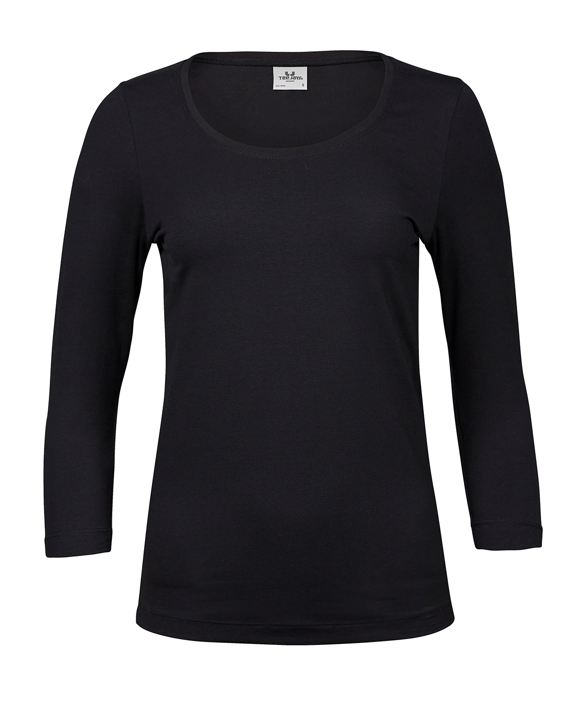 TJ025_Black_FT Women’s stretch 3/4-sleeve tee (460) - Image 1