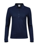 Women’s luxury stretch long sleeve polo (146) - Image 2