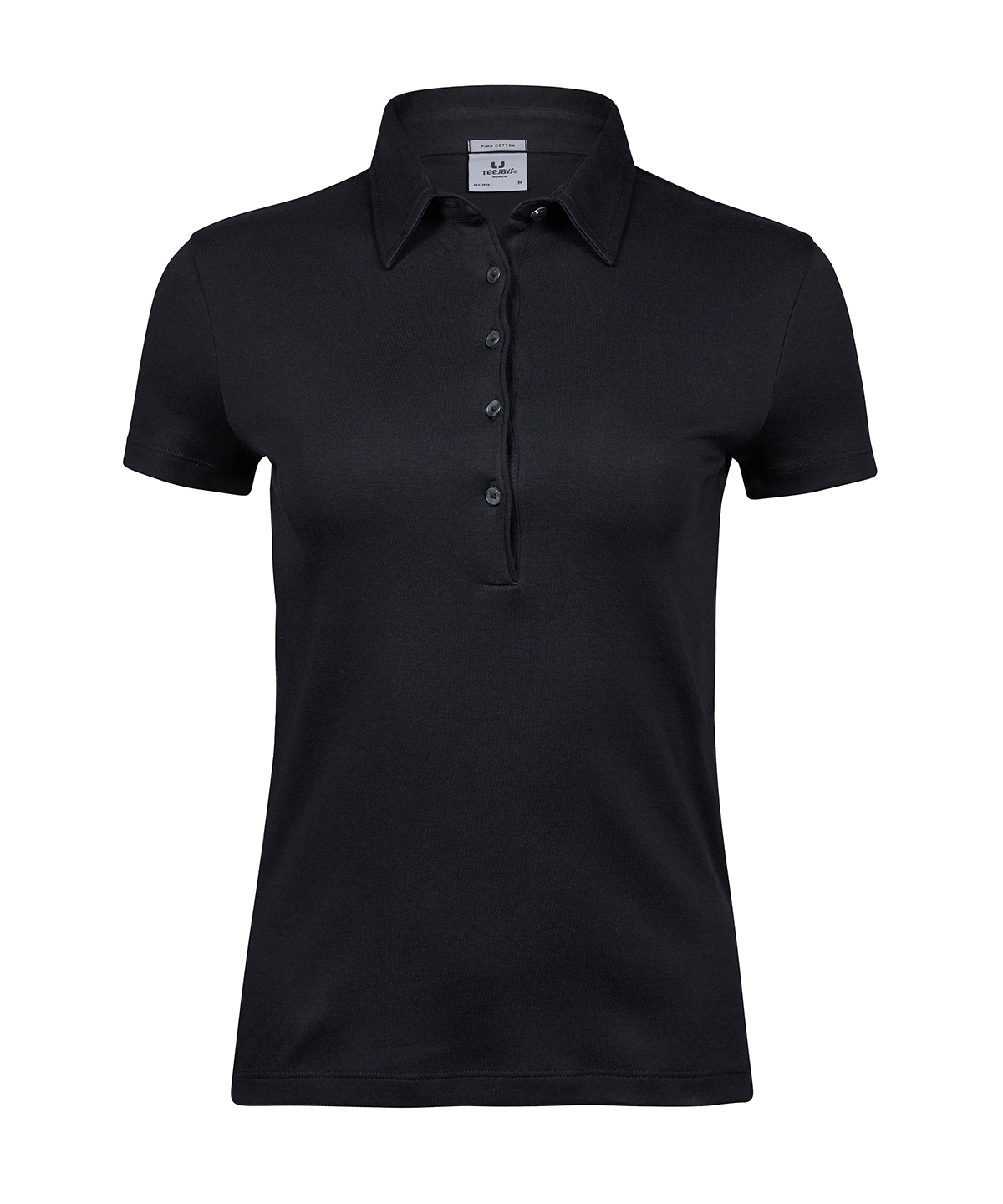 TJ034_Black_FT Women’s Pima cotton polo (1441) - Image 1