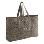 Leopard print canvas oversized tote bag