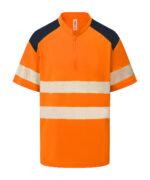 Hi-vis mandarin collar zip neck comfort trim polo (HVJ230) - Image 3