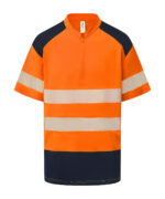 Hi-vis mandarin collar zip neck comfort trim polo (HVJ230) - Image 2