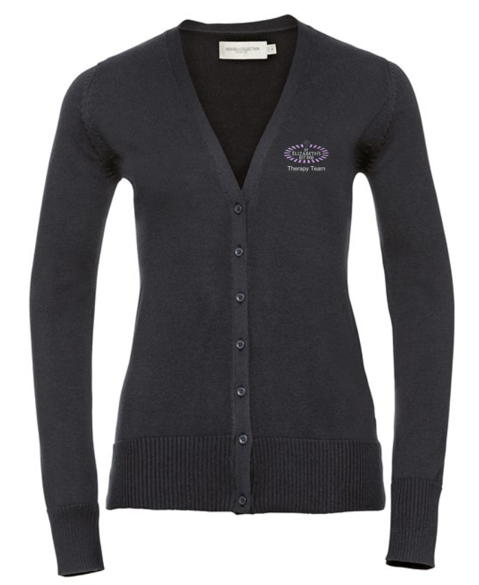 Therapy Team Cardigan St. Elizabeth’s – THERAPY TEAM– J715F Women's v-neck knitted cardigan – Charcoal ***Non Returnable - Image 1